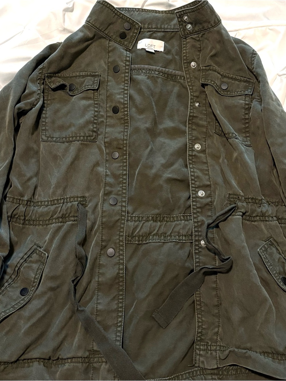 Loft Petites Lyocell Drawstring Utility Jacket, Size XXS